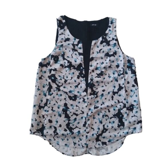 Apt. 9 Floral Pattern Lightweight Mesh High Low Sleeveless Blouse Women's Medium - Picture 1 of 14